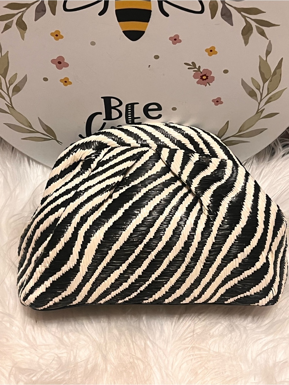 Black and White Zebra Woven  clutch or cosmetic bag